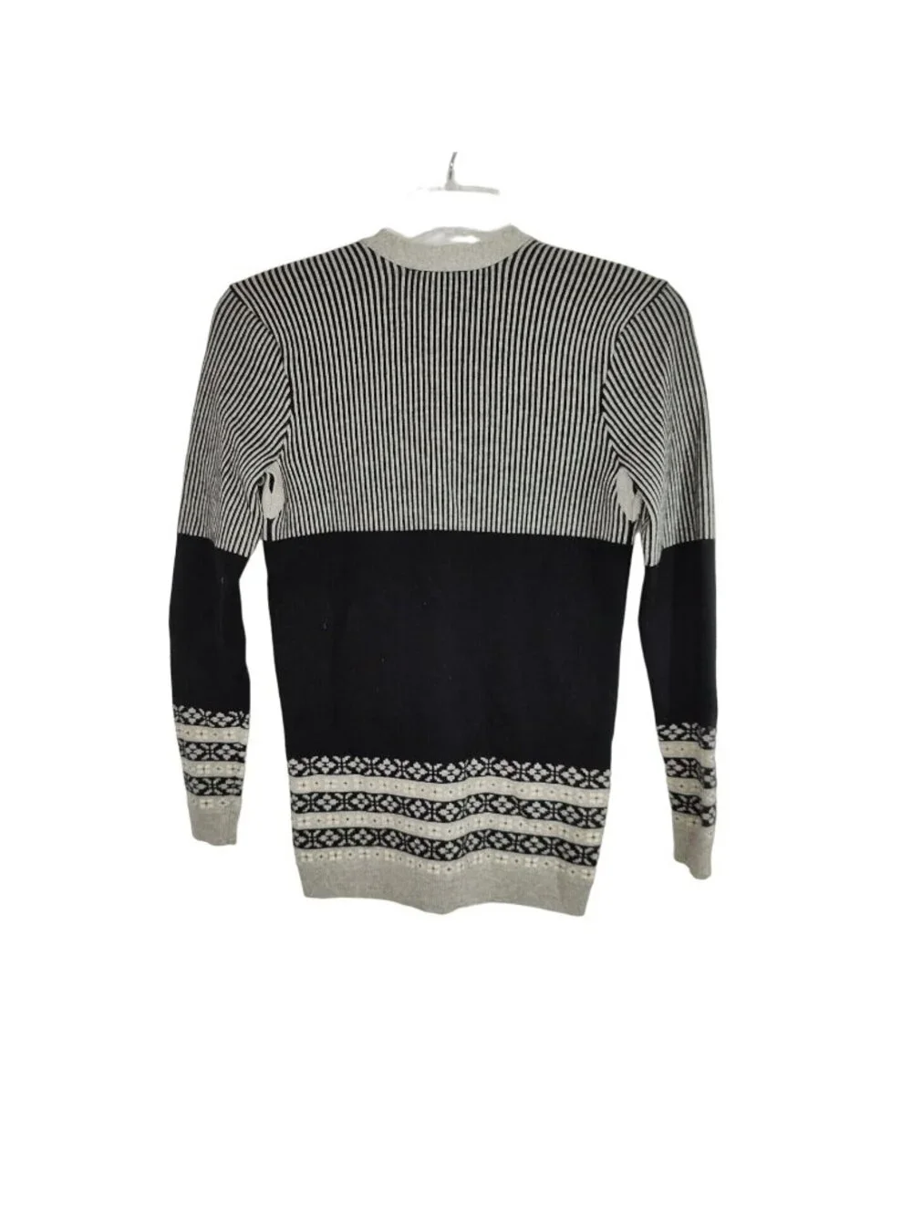Vintage Grey Ant Grey Black Striped Wool Grandpa Sweater Men Size S Cozy FLAW